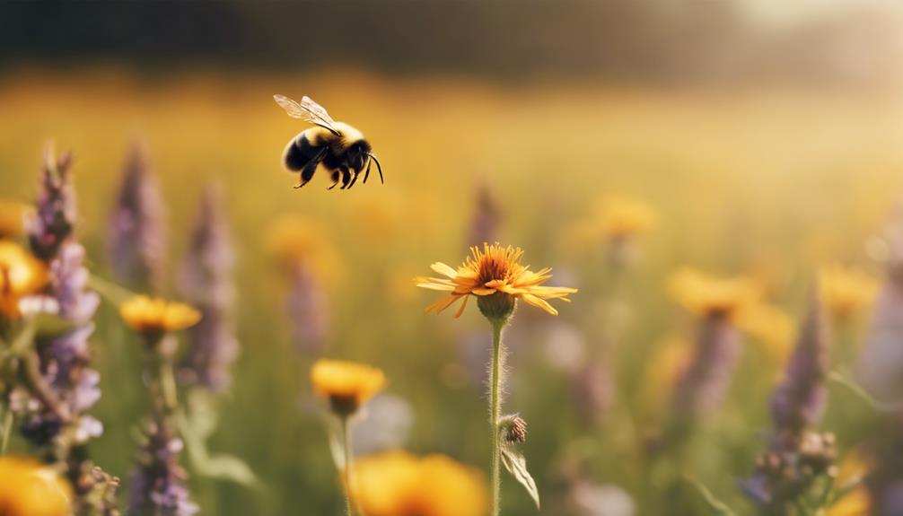 bees buzzing through air
