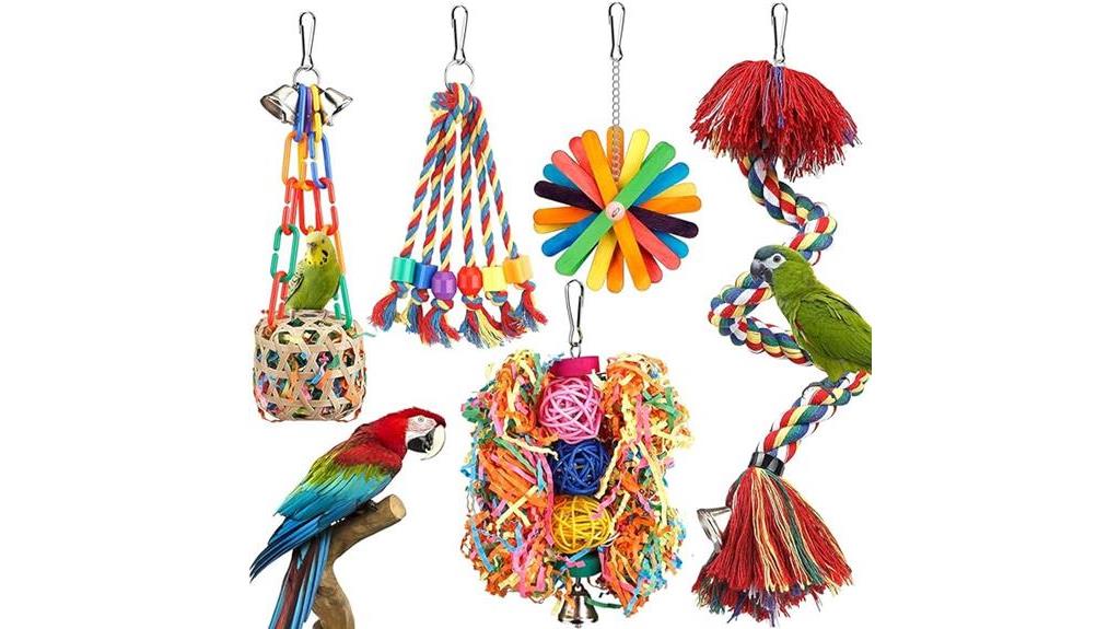 colorful bird toys variety