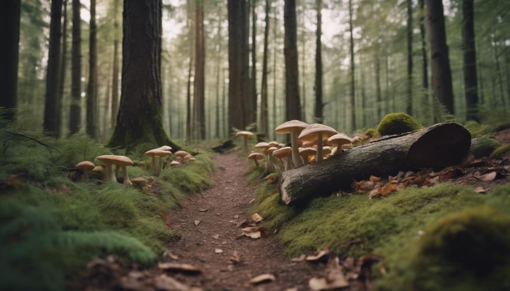 exploring parks for mushrooms