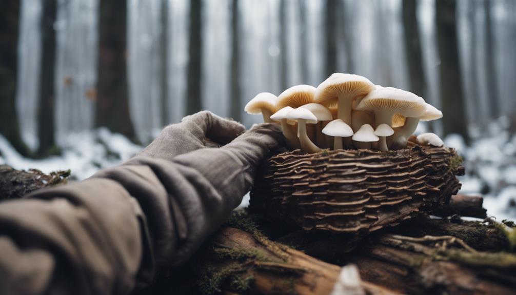 foraging fungi in winter