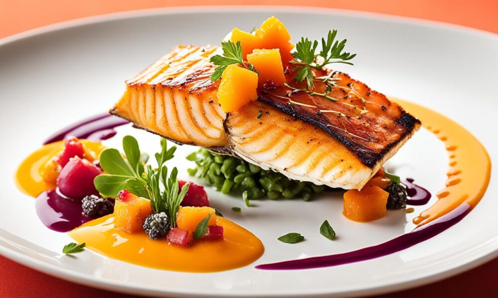 rockfish-with-truffled-garden-carrot-coulis-and-stone-fruit-salsa