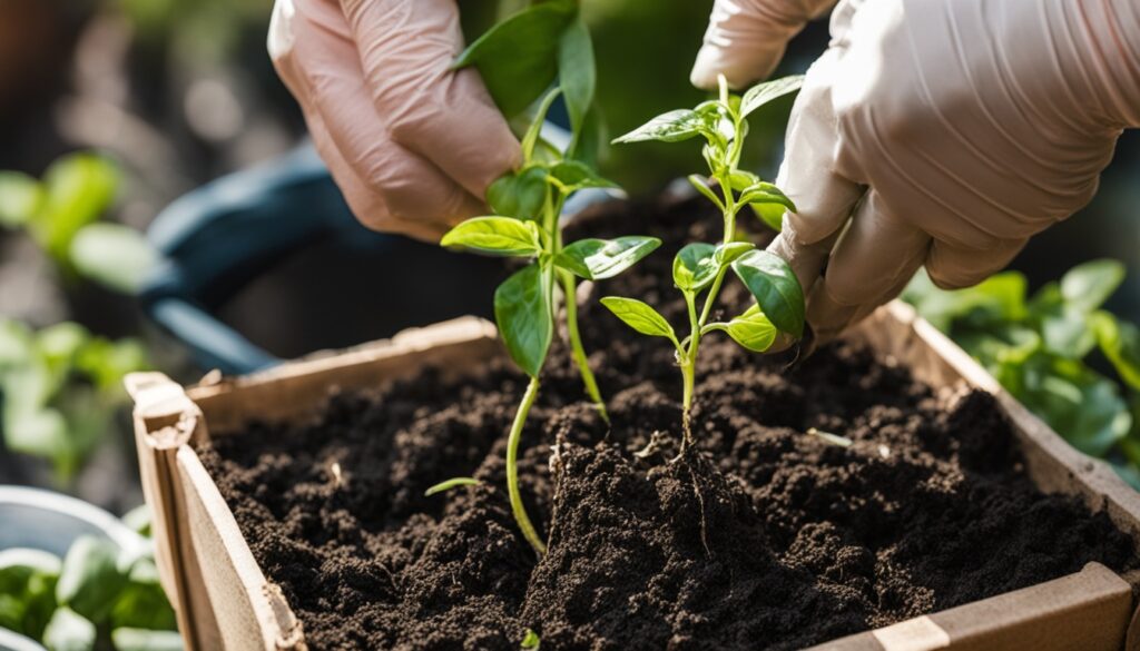 transplanting pepper seedlings