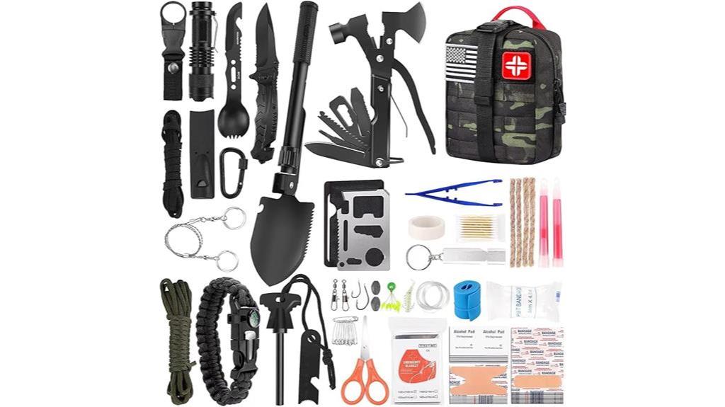 comprehensive survival kit with 142 pieces