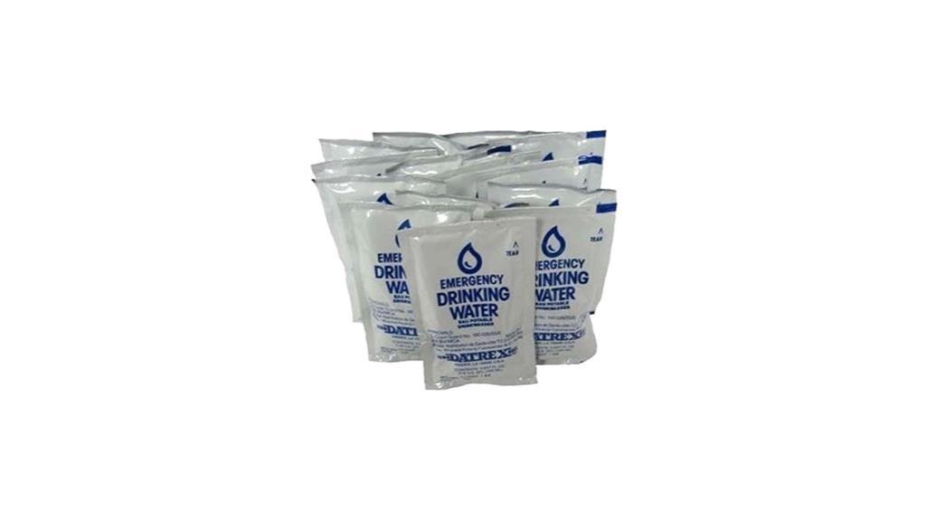 emergency water supply packets