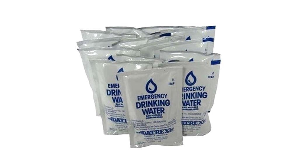 emergency water supply packets