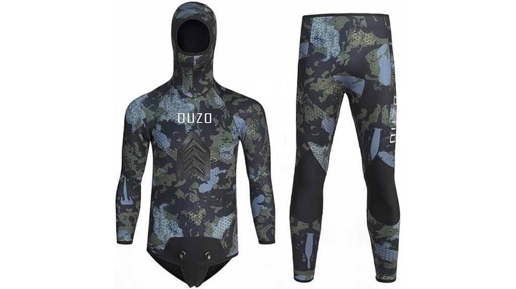 neoprene spearfishing wetsuit with hooded camouflage