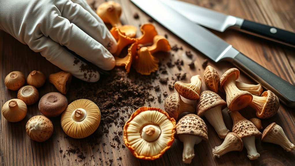 clean trim inspect mushrooms