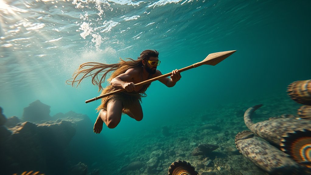 primitive underwater hunting tools