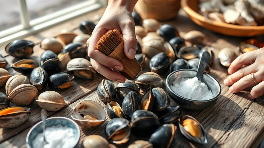 thorough shellfish cleaning process