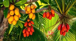 tropical fruits and plants