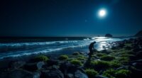 harvesting sea lettuce at night