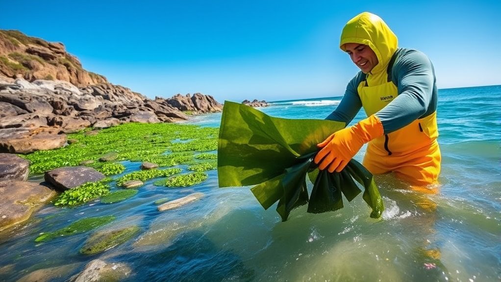 harvesting wild nori