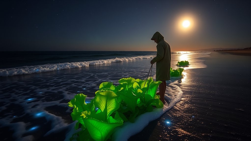 nighttime harvesting of sea lettuce