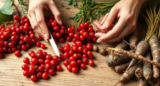 cleaning and sorting wild foods