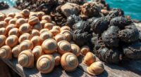 sea snail and percebes harvesting