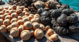 sea snail and percebes harvesting