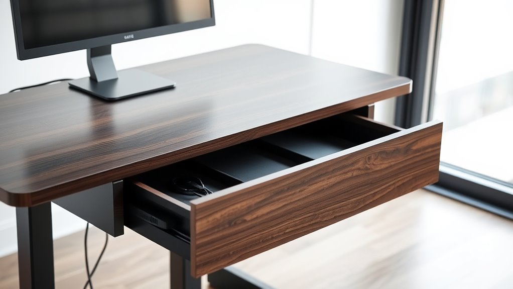 sit stand desks with cable drawers