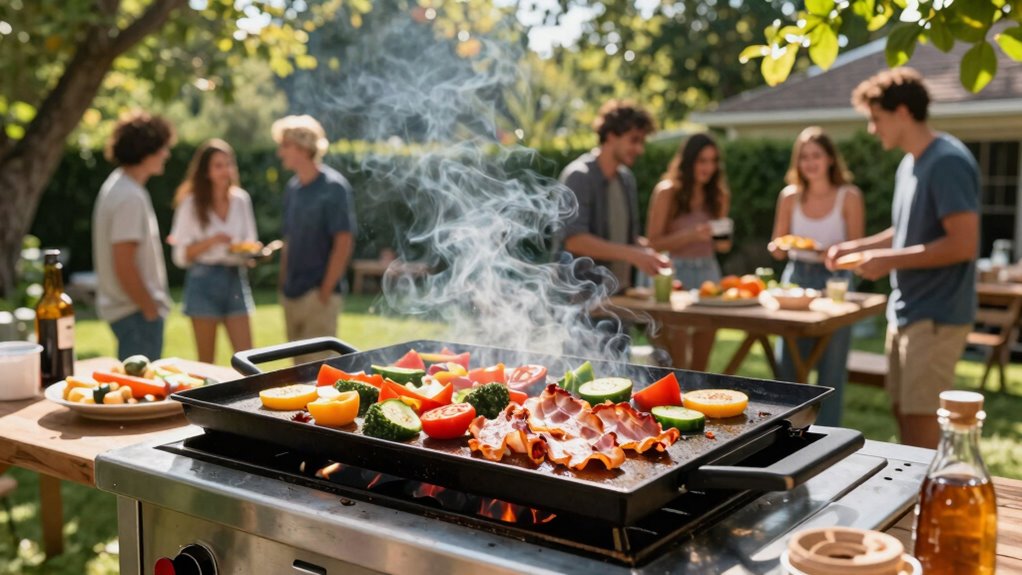 outdoor griddle batch cooking