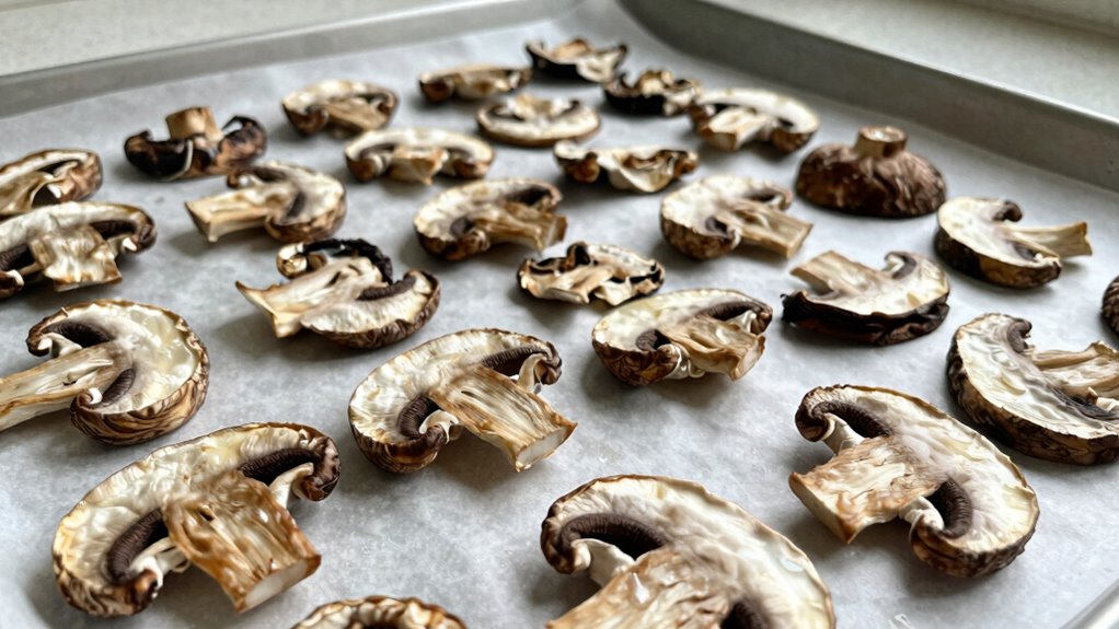uneven drying of mushrooms